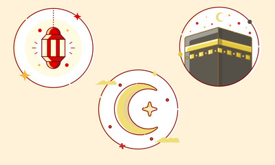 Fototapeta premium Ramadan icon set. vector illustration. ramadan icon. Can be used for religious, website and editing purposes. islamic icon