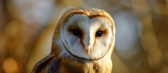 portrait of barn owl (Tyto albahead) with bokeh background