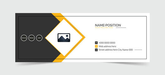 Email signature template design. Corporate mail, business email signature banner template design