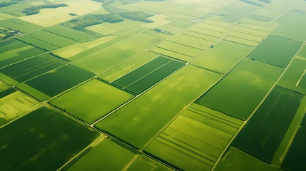 Aerial view of green fields