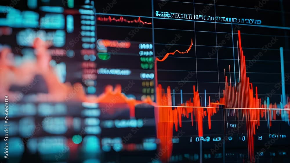 Poster digital heartbeat graph: illustration of pulsating data in technology-driven business and medical fi