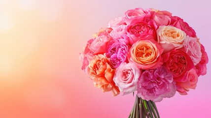 Obraz premium Vibrant bouquet of roses in pastel colors, floral beauty