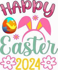Happy Easter, Easter, Easter Bunny T-shirt Design.
 Ready to print for apparel, poster, and illustration. Modern, simple, lettering t-shirt vector
