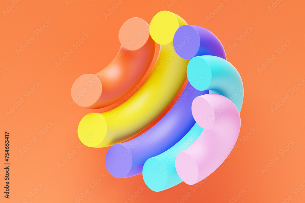 Poster abstract composition of a plusphere of identical parts. 3d rendering of digital illustration. abstra