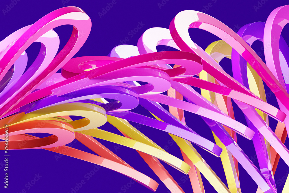 Poster 3d rendering of a multi-colored wavy pattern