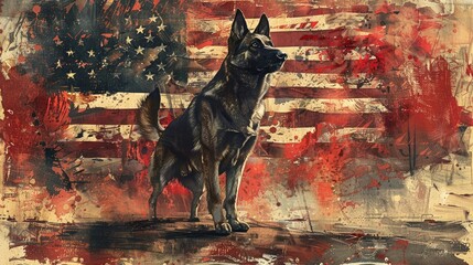 Greeting Card and Banner Design for National K9 Day Background - obrazy, fototapety, plakaty