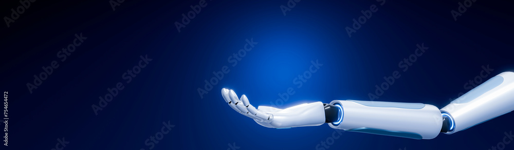 Aufkleber a robot or android arm opens its hand like it is holding something in the palm of its hand. a glowin