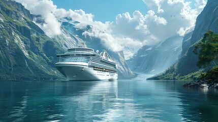 Cruise Ship, Glamorous and luxurious visuals of cruise ships, decked-out interiors, onboard...