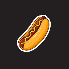 Vector illustration of sticker hotdog