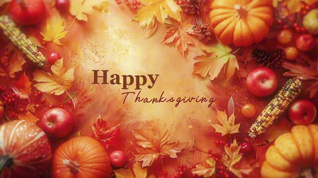 Festive Thanksgiving Video Background Featuring a Cornucopia of Harvest Elements