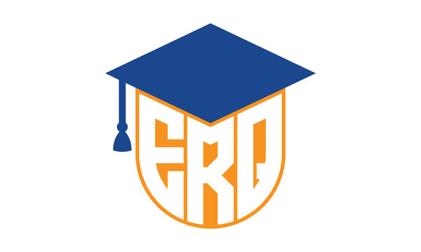 ERQ initial letter academic logo design vector template. school college logo, university logo, graduation cap logo, institute logo, educational logo, library logo, teaching logo, book shop, varsity