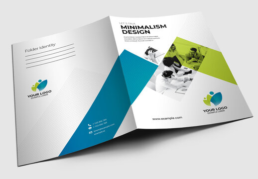 Minimal Business Presentation Folder With Blue Green Accent