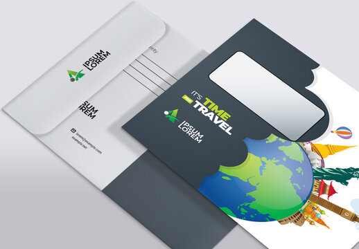 Travel Business B5 Envelope With World Skyline Elements