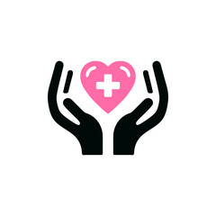 Hand and heart logo concept for healthy company