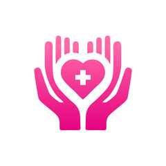 Hand and heart logo concept for healthy company