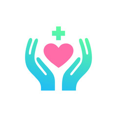 Hand and heart logo concept for healthy company