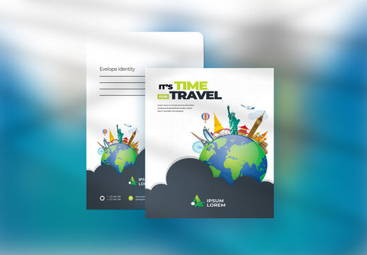 Travel Business C4 Envelope Catalogue With World Skyline Elements