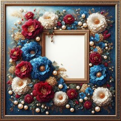 photo frame with blue and red roses - version 3