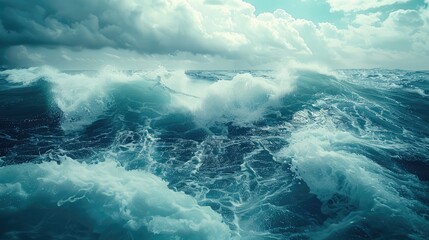 Ocean waves and the power of ocean waves - obrazy, fototapety, plakaty