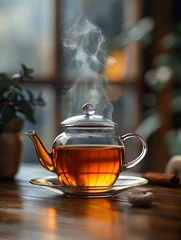 Fotobehang streaming hot tea © Asdsada