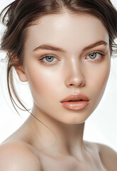 Naklejka premium Photo portrait of young beautiful female sexy woman model face