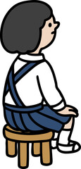 椅子に座る女子学生のベクターイラスト