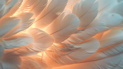 Bird Feathers in Soft Lighting, Photograph bird feathers in soft lighting to accentuate their...