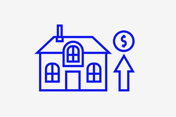 increase in the cost of housing illustration in line style design. Vector illustration.	