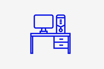 Personal Computer illustration in line style design. Vector illustration.	