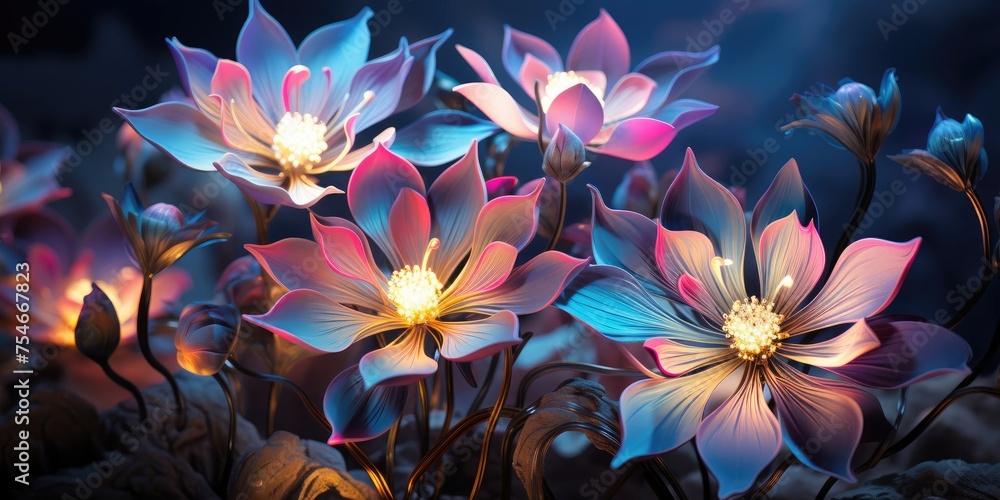 Poster assorted flowers arranged on a table generative ai