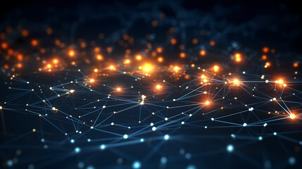 Obraz premium Dark background with polygonal connections, network connection concept