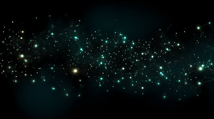 Dark background with polygonal connections, network connection concept