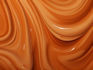 Wavy Caramel Sauce Background. Generative AI