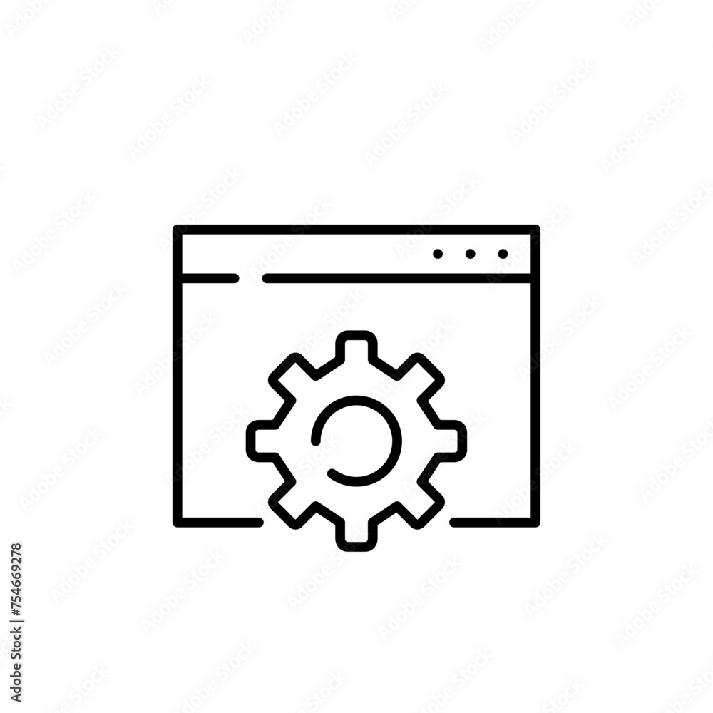Poster web engineering icon. internet page and cogwheel for settings and repairs. pixel perfect vector icon