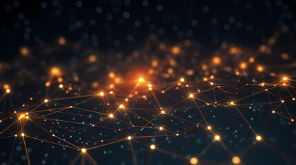 Obraz premium Dark background with polygonal connections, network connection concept