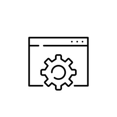 Web engineering icon. Internet page and cogwheel for settings and repairs. Pixel perfect vector icon