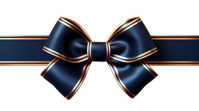 Blue bow ribbon. Concept of gift, party, holiday, Christmas and father's day