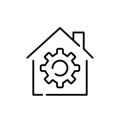 House and cogwheel. Digital toolkit for optimization and customization smart home experience. Pixel perfect icon