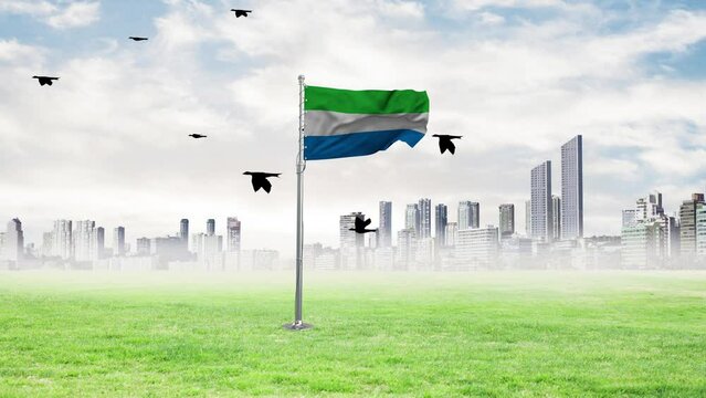Sierra Leone flying a flag and bird. flag.