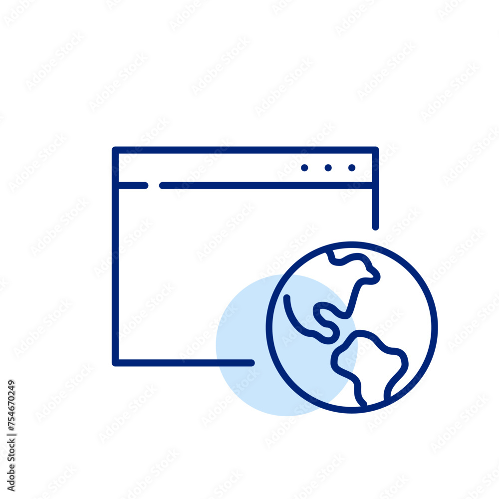 Poster global browsing experience. web page and earth globe. worldwide internet access. pixel perfect, edit
