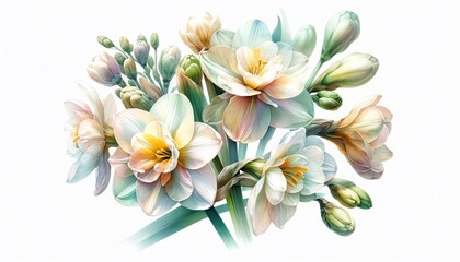 Watercolor illustration of Jonquil flowers