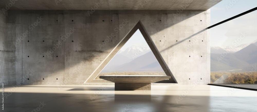 Aufkleber a concrete building features a prominent triangular object in its center, catching the eye with its 