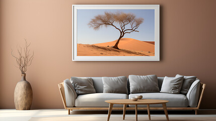 The simplicity and beauty of a lone desert tree, standing resilient against the backdrop of endless sand dunes, capturing the essence of life in an arid environment
