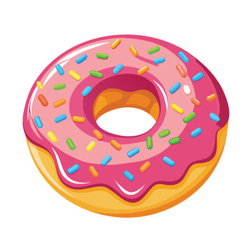 Doughnut with sprinkles isolated illustration on white background