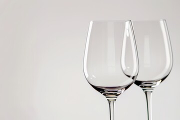 Two empty wine glasses on a white background - obrazy, fototapety, plakaty