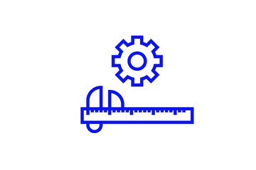 Isolated spanner and gear illustration in line style design. Vector illustration.	