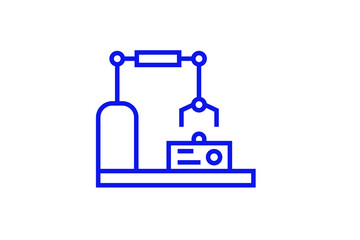 Isolated industrial robot illustration in line style design. Vector illustration.	