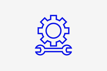 wrench and gear illustration in line style design. Vector illustration.	