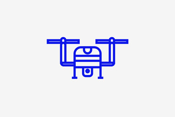 drone illustration in line style design. Vector illustration.	