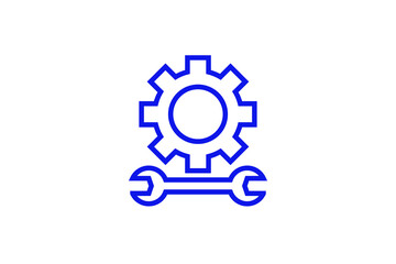 Isolated wrench and gear illustration in line style design. Vector illustration.	